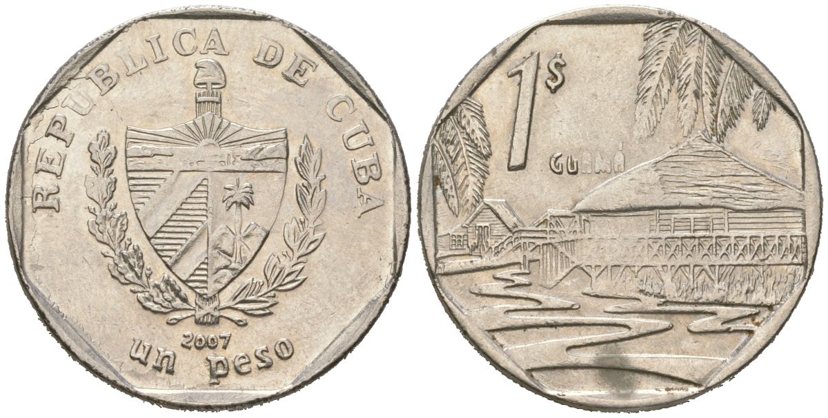 Куба 1 песо 2007 хижины Гуама KM?579, JMA?MC23 сталь плакированная никелем 4395-1051