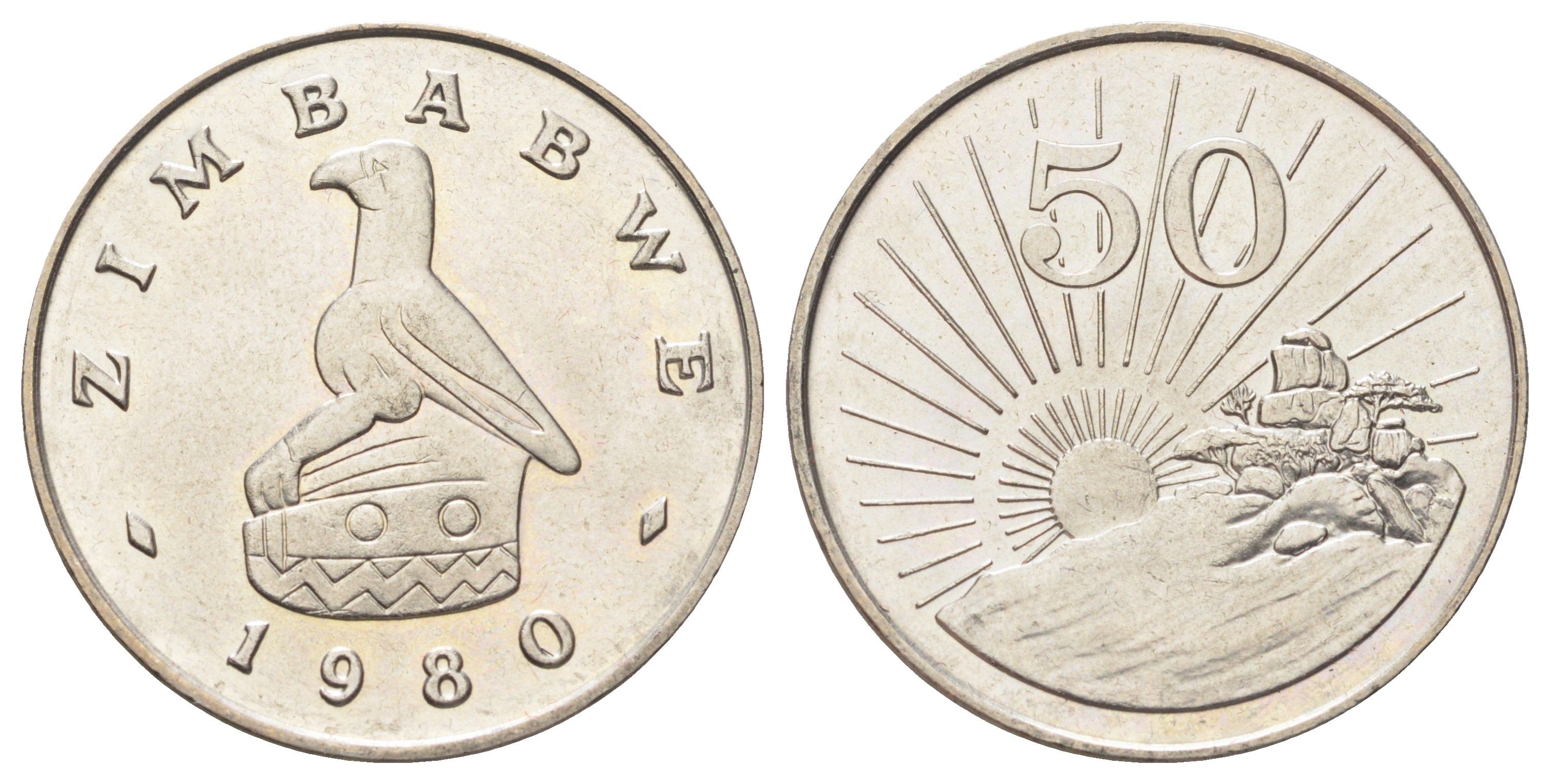 Зимбабве 50 центов 1980 KM 5 медно-никель UNC 4699-655