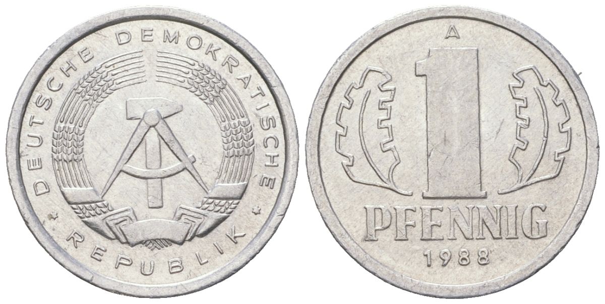 ГДР 1 пфенниг 1988 A KM 8.2 алюминий 201-657