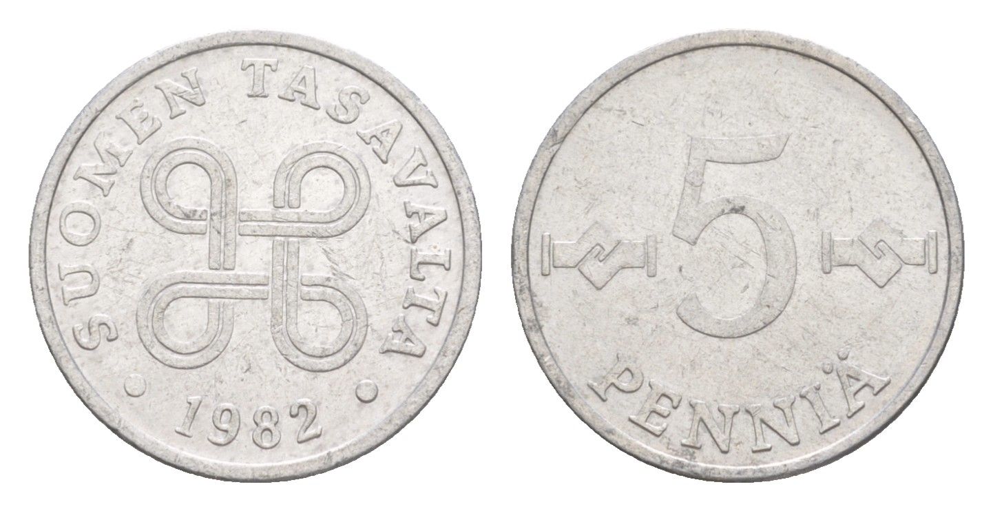 Финляндия 5 пенни 1982 KM 45a алюминий 4647-315