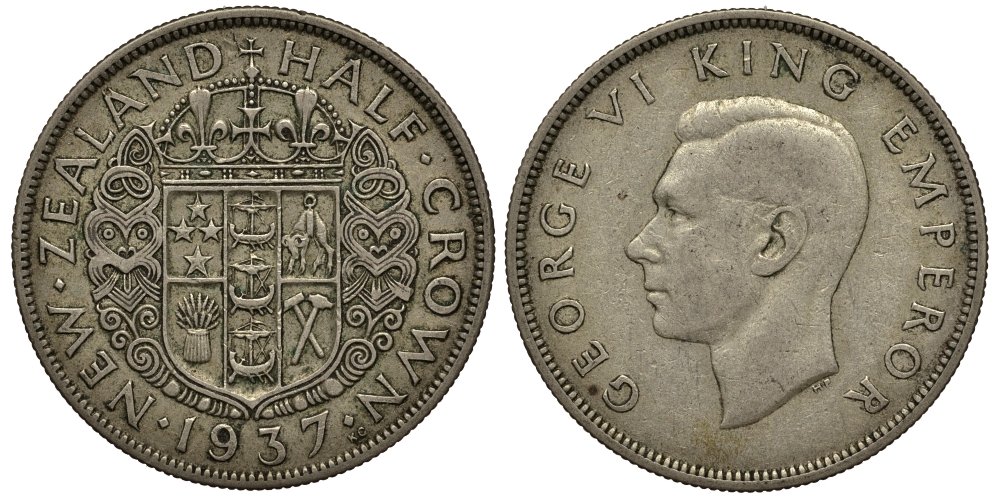 Новая Зеландия 1/2 кроны 1937 Георг VI (1936-1952) KM 11 серебро 272-1013