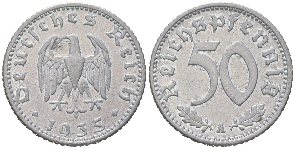 Германия 50 рейхспфеннигов 1935 A KM 87, J. 368 алюминий aUNC 4119-751