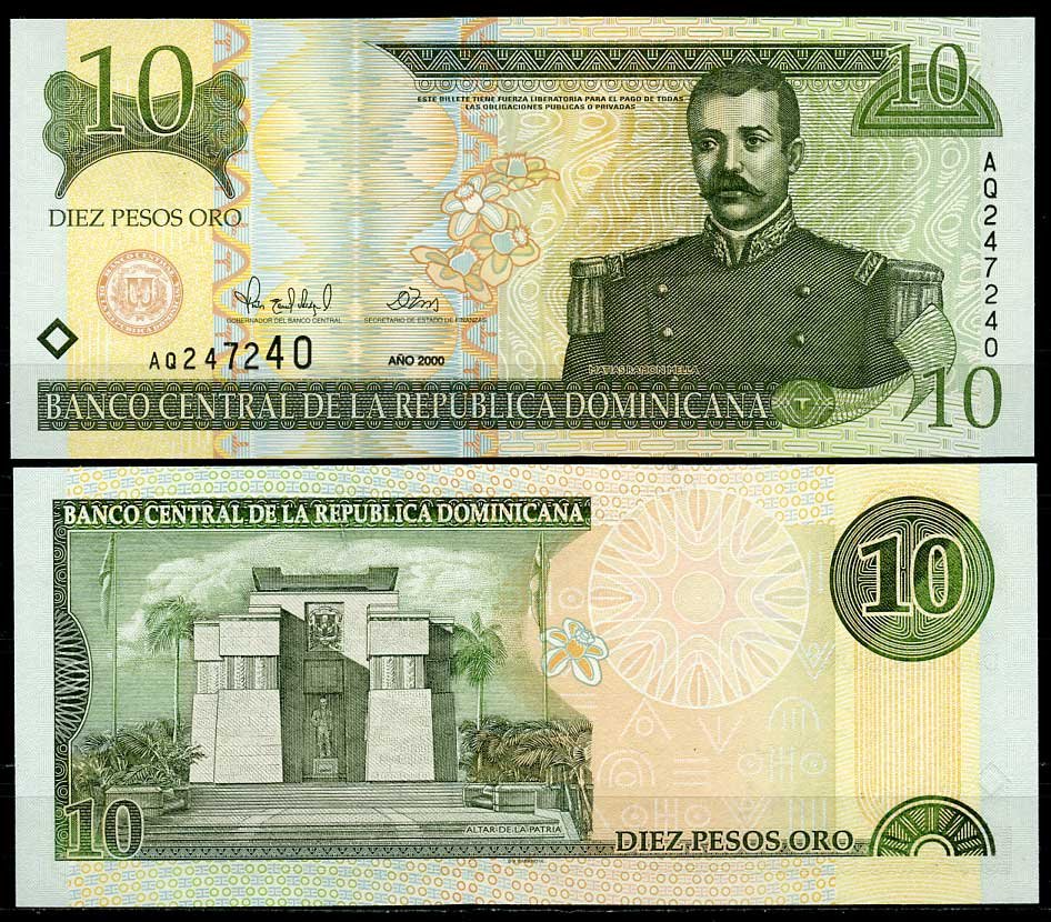 Доминиканская Республика 10 песо 2000 Матиас Мелла Рамон Pick 165 a бумага UNC (пресс) 6294-22-4-1