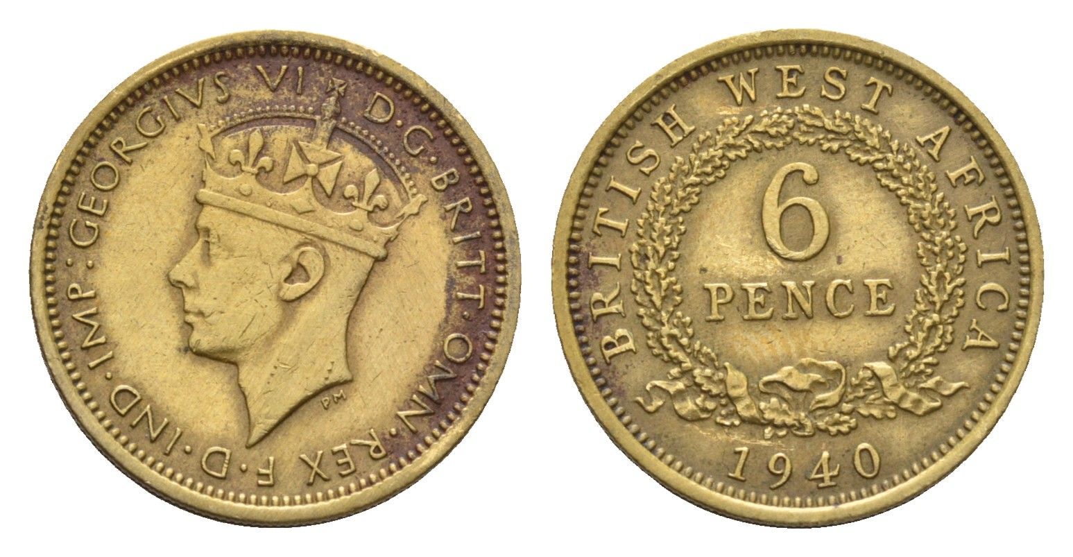 Британская Западная Африка 6 пенсов 1940 KM 22 никель латунь 4679-618
