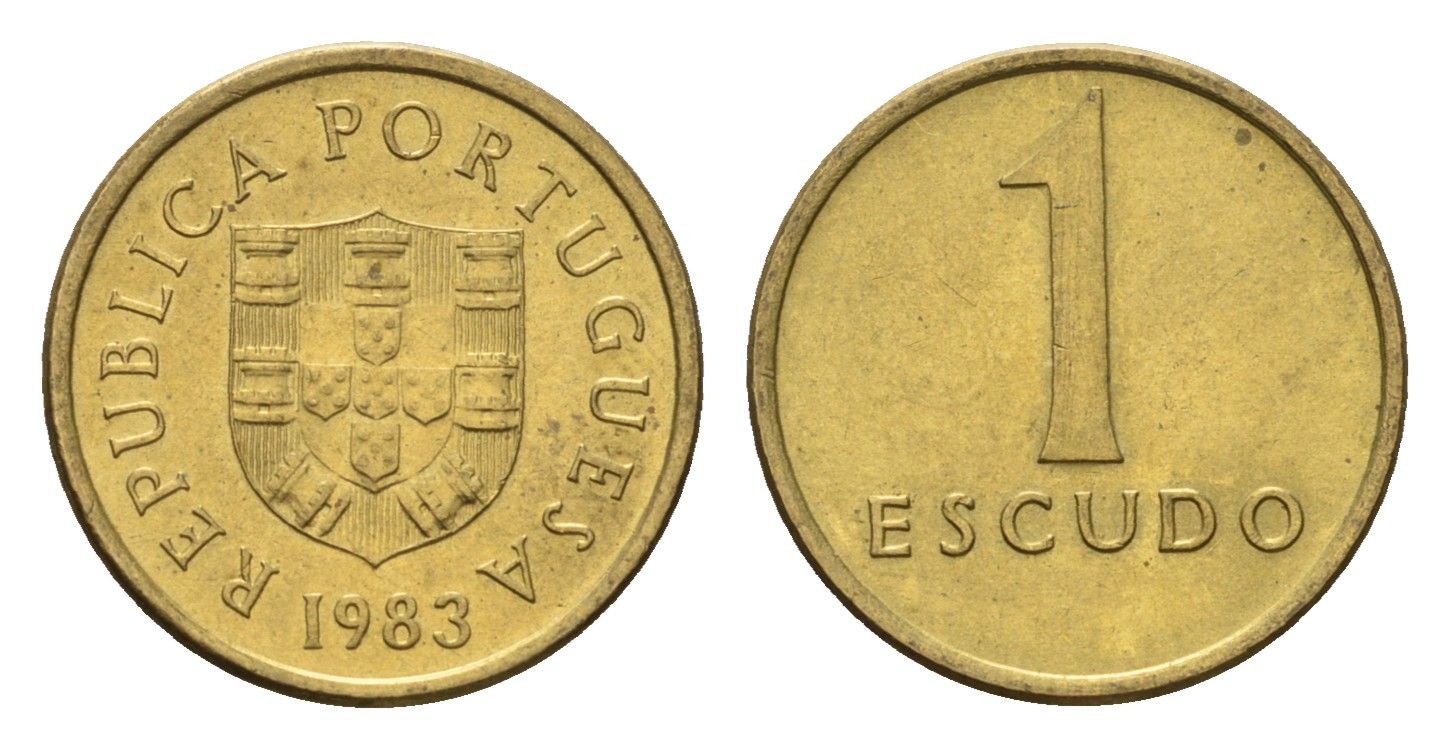 Португалия 1 эскудо 1983 KM 614 никель латунь UNC 4708-352