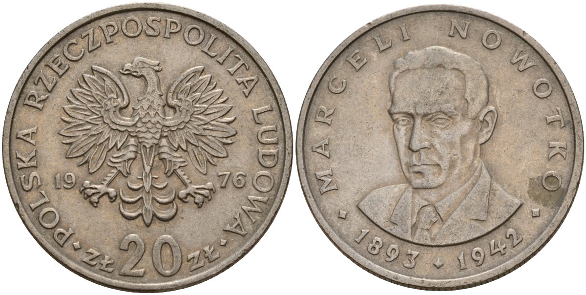 Польша 20 злотых 1976 Марсель Новотко Y 69 медно-никель 4157-143