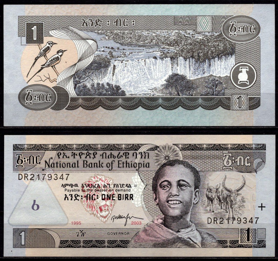 Эфиопия 1 бирр 1995 (2003) Pick 46 c бумага UNC (пресс) 6317-30-2-2