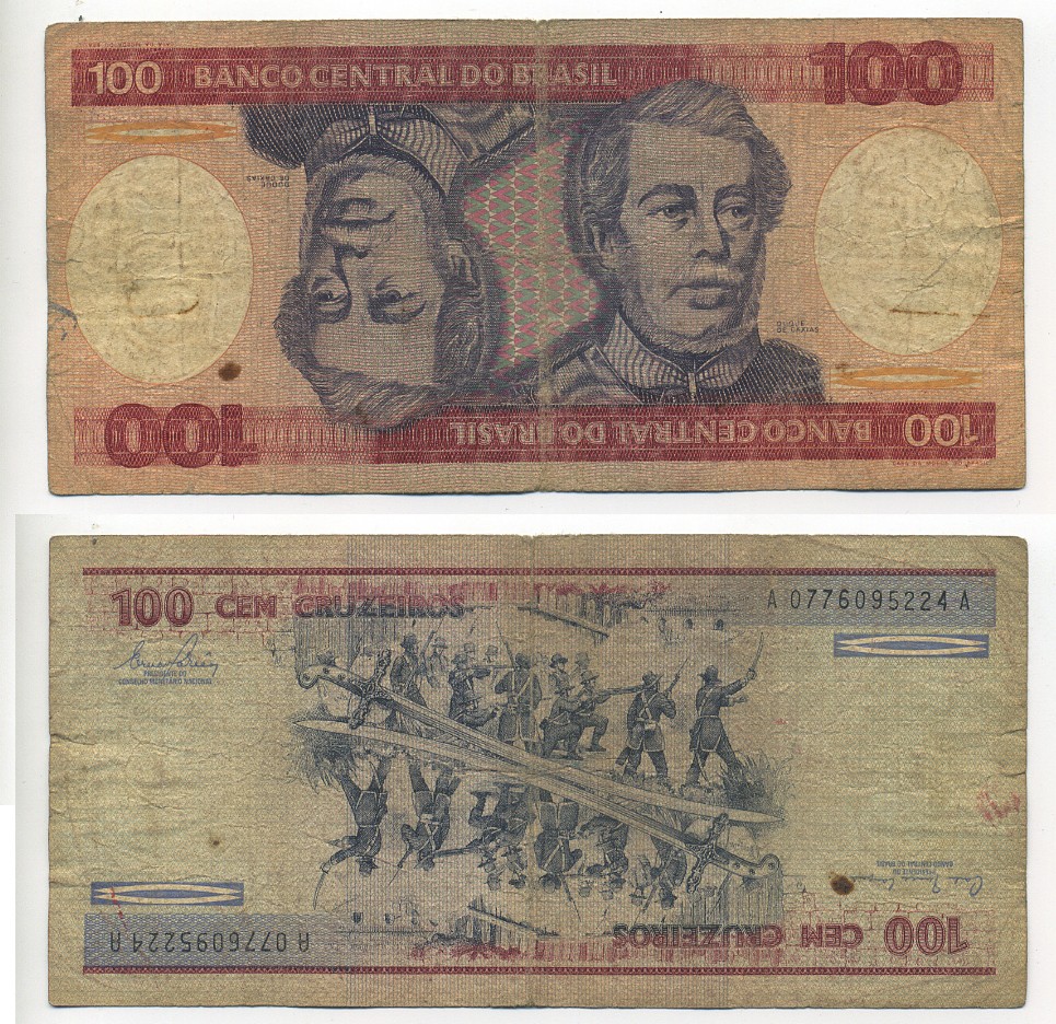 БРАЗИЛИЯ 100 КРУЗЕЙРО 1981 ПОДПИСЬ 20, ГЕРЦОГ КАКСИАС Pick 198a бумага 6289-18-3