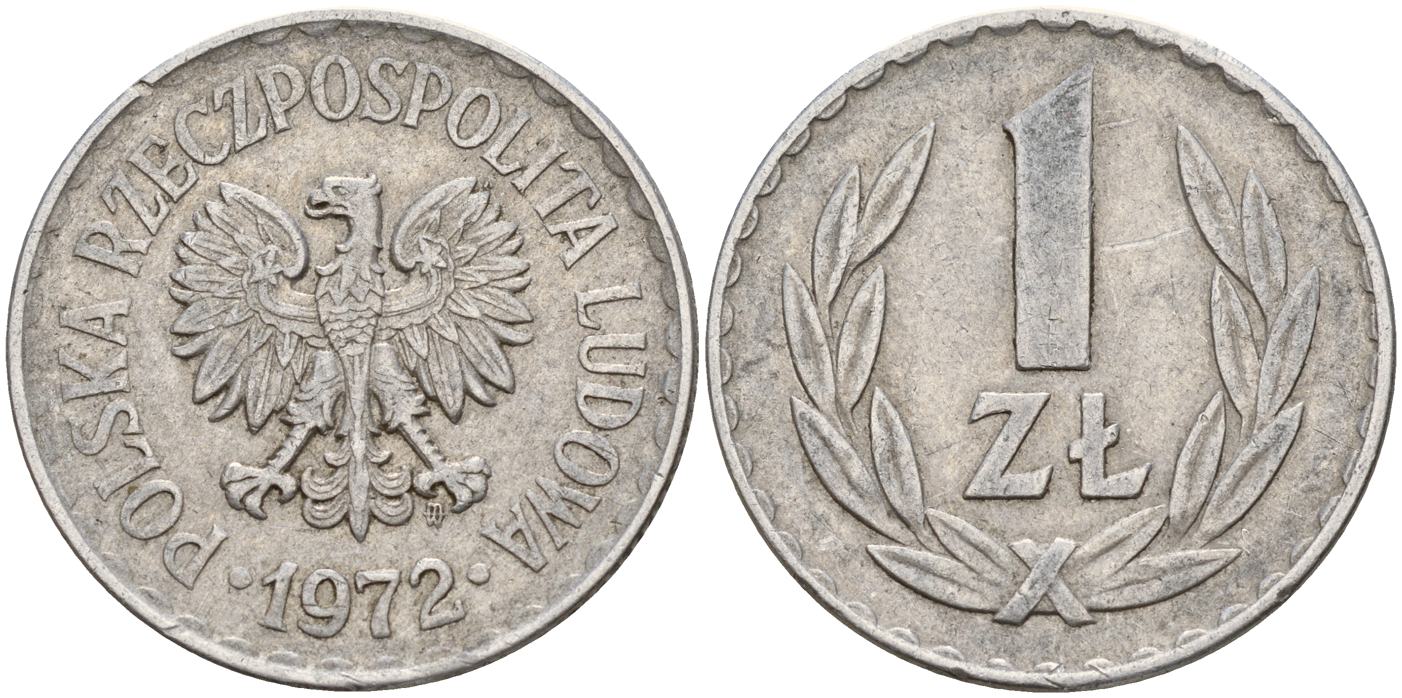 Польша 1 злотый 1972 MW KM 49.1 алюминий    4187-421