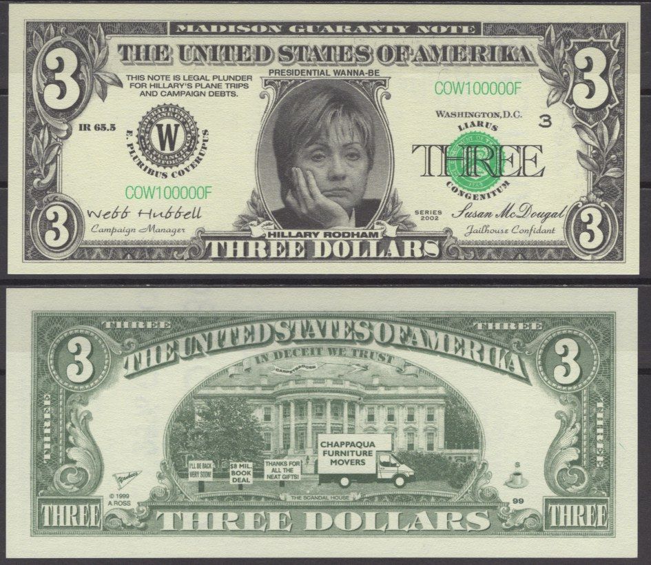 США 3 доллара 2002 Хиллари Клинтон бумага UNC (пресс) 7197-8-2