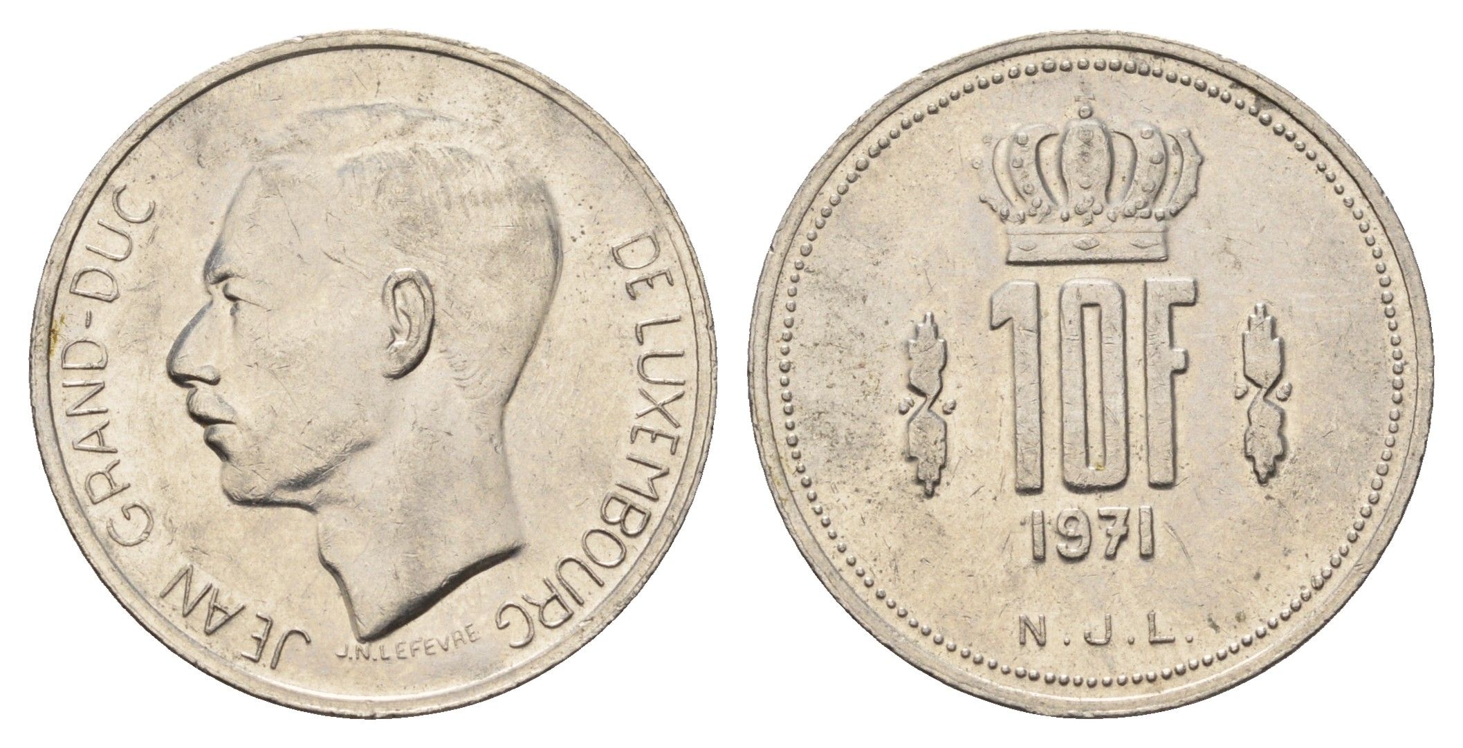 Люксембург 10 франков 1971 Герцог Жан (1964-1999) KM 57 медно-никель 4703-153