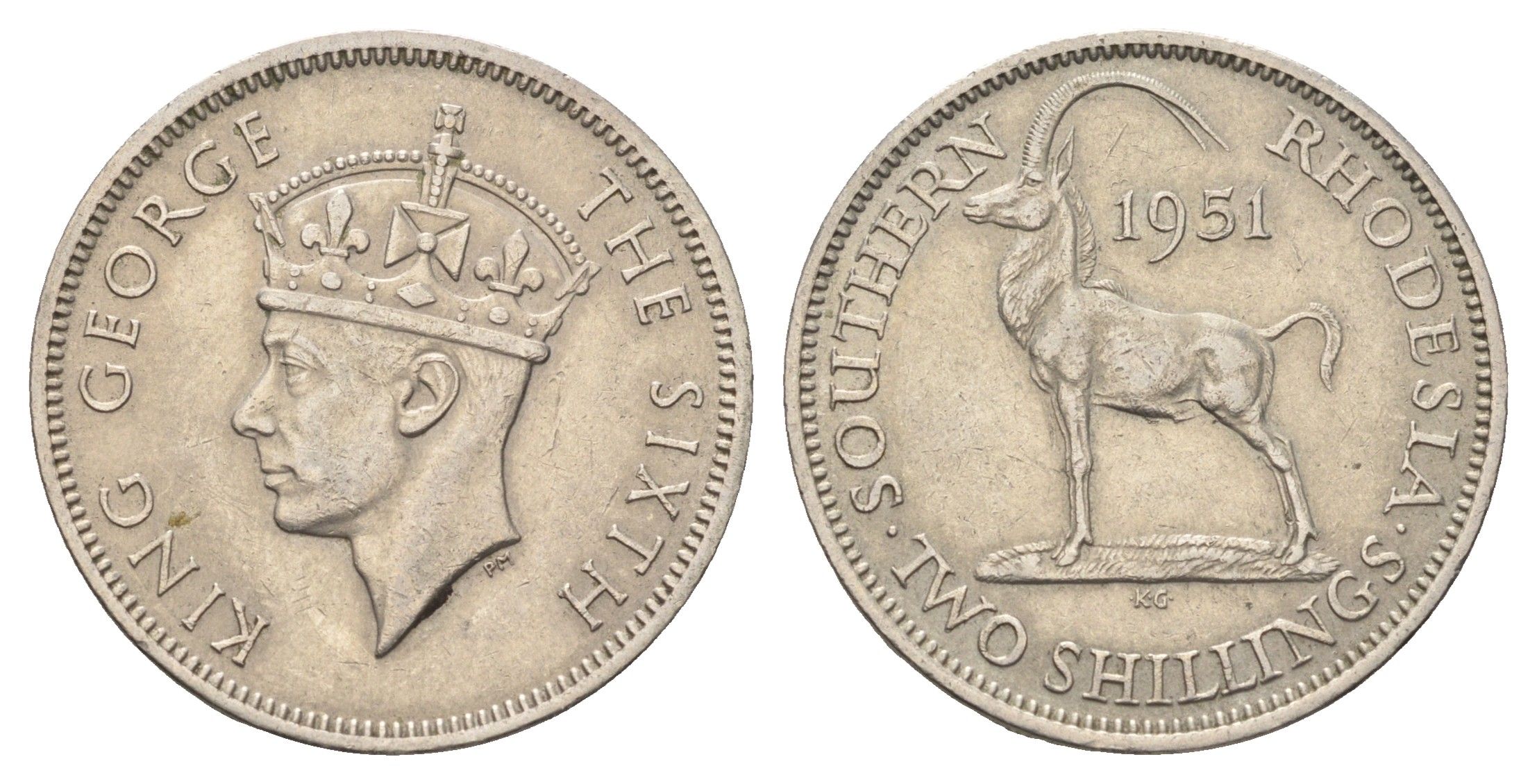 Южная Родезия 2 шиллинга 1951 KM 23 медно-никель 4660-924