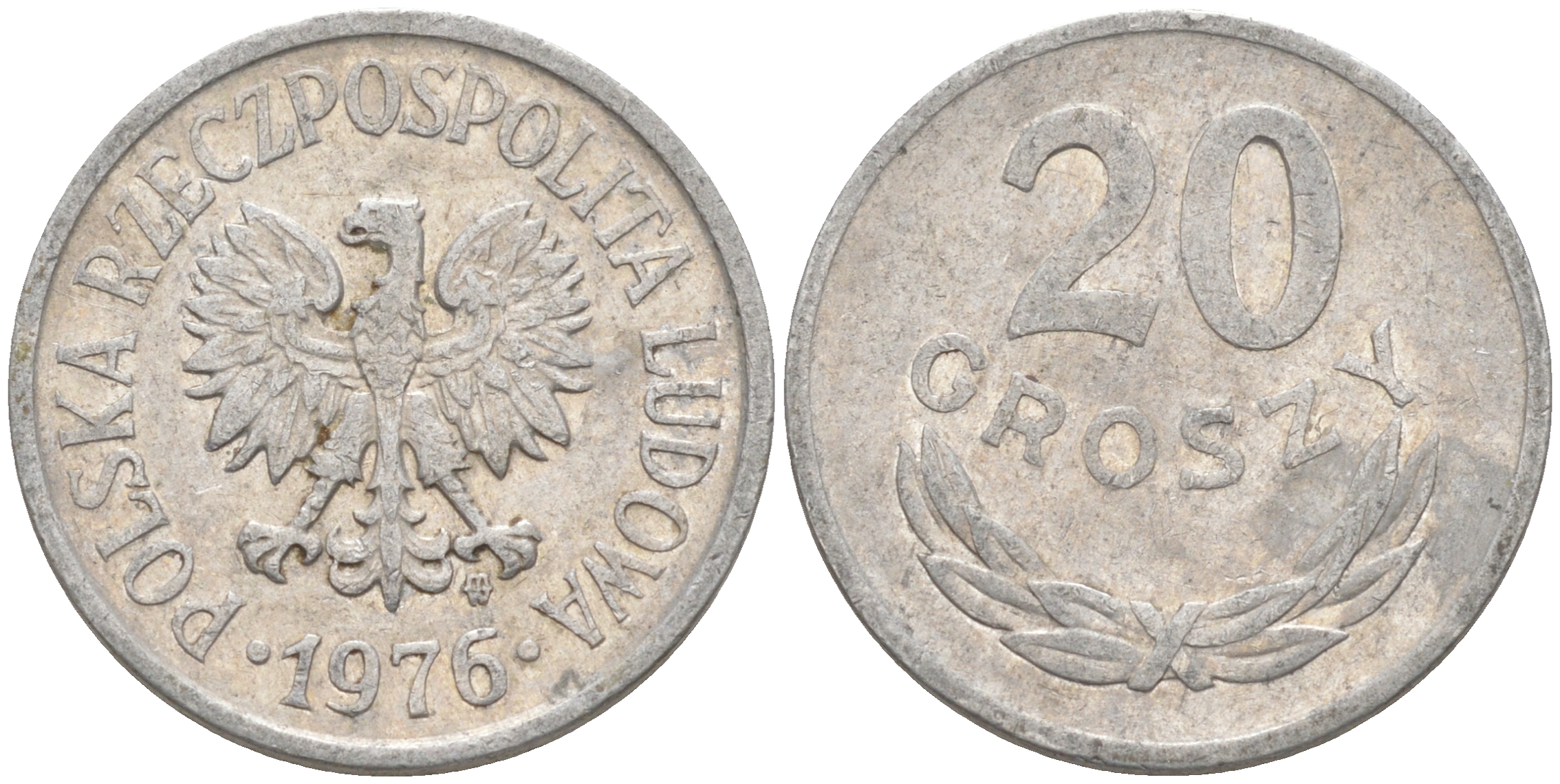 ПОЛЬША 20 ГРОШЕЙ 1976 MW KM А47 алюминий 106-452