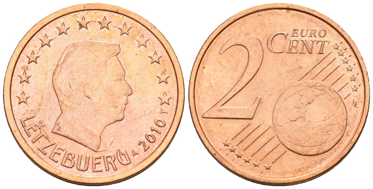Люксембург 2 евроцента 2010 KM 76 сталь плакированная медью 4147-815