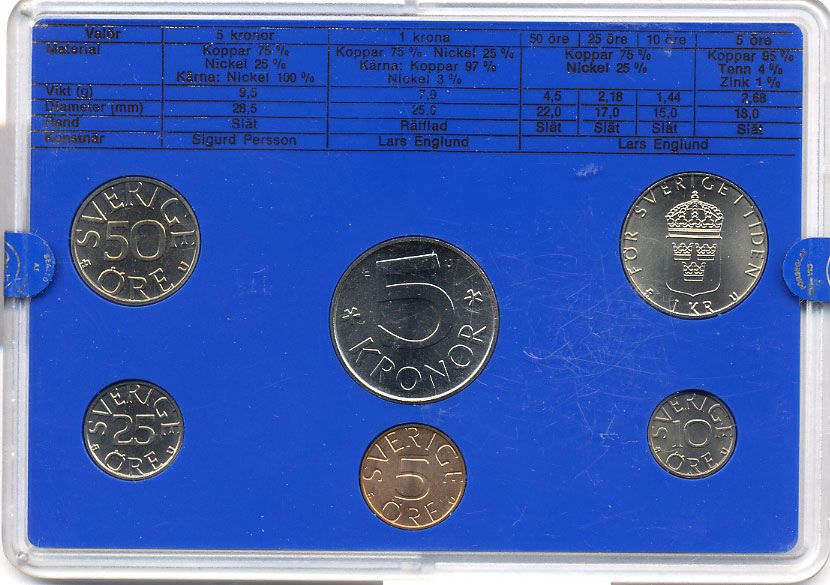 Швеция набор монетного двора из 6 монет 1979 в пластике Карл XVI Густав (1973- ) KM MS11 UNC 4-3-6-95