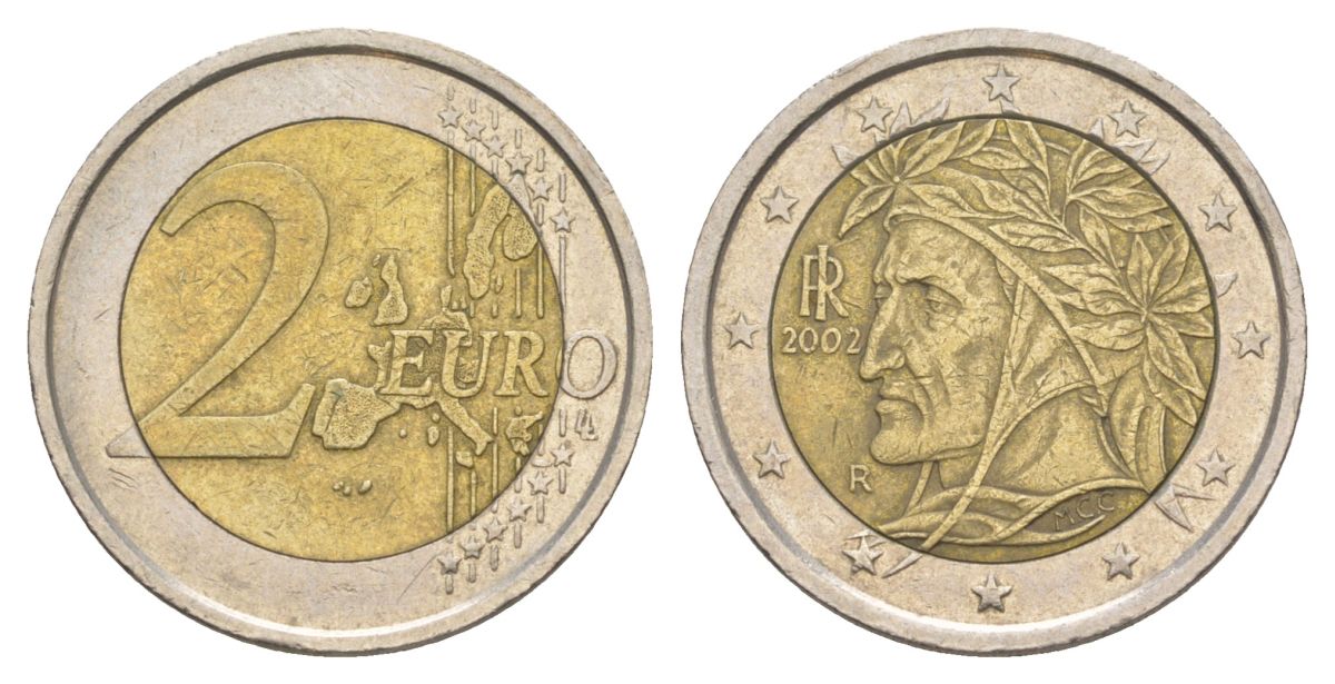 Италия 2 евро 2002 KM 217 биметалл 4629-451