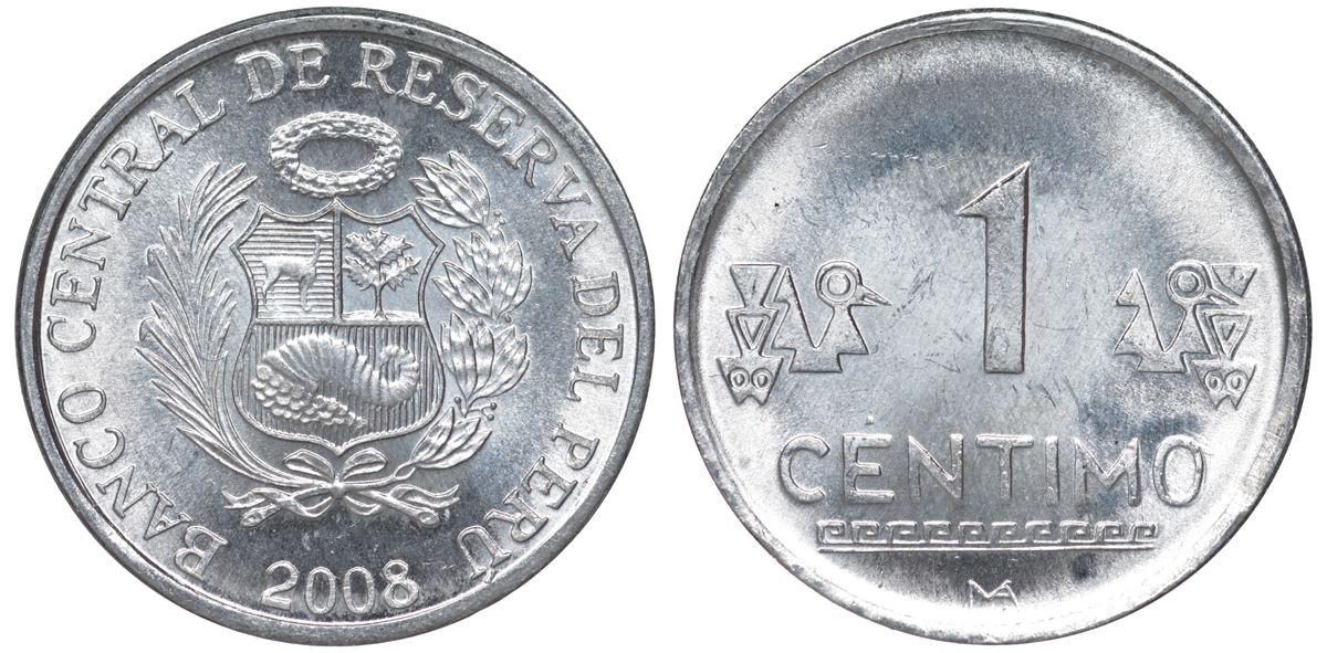 Перу 1 сентимо 2010 LIMA KM 303.4a алюминий aUNC 4189-1037