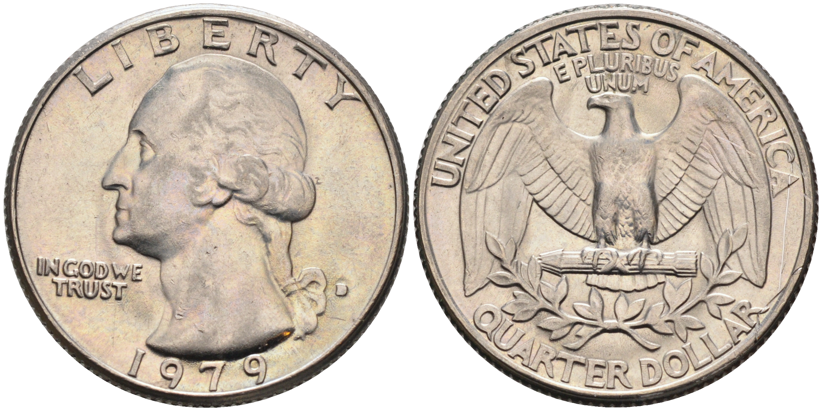 США 25 ЦЕНТОВ = КВОТЕР 1979 ВАШИНГТОН KM А164а медь плакированная медно-никелем 4589-253