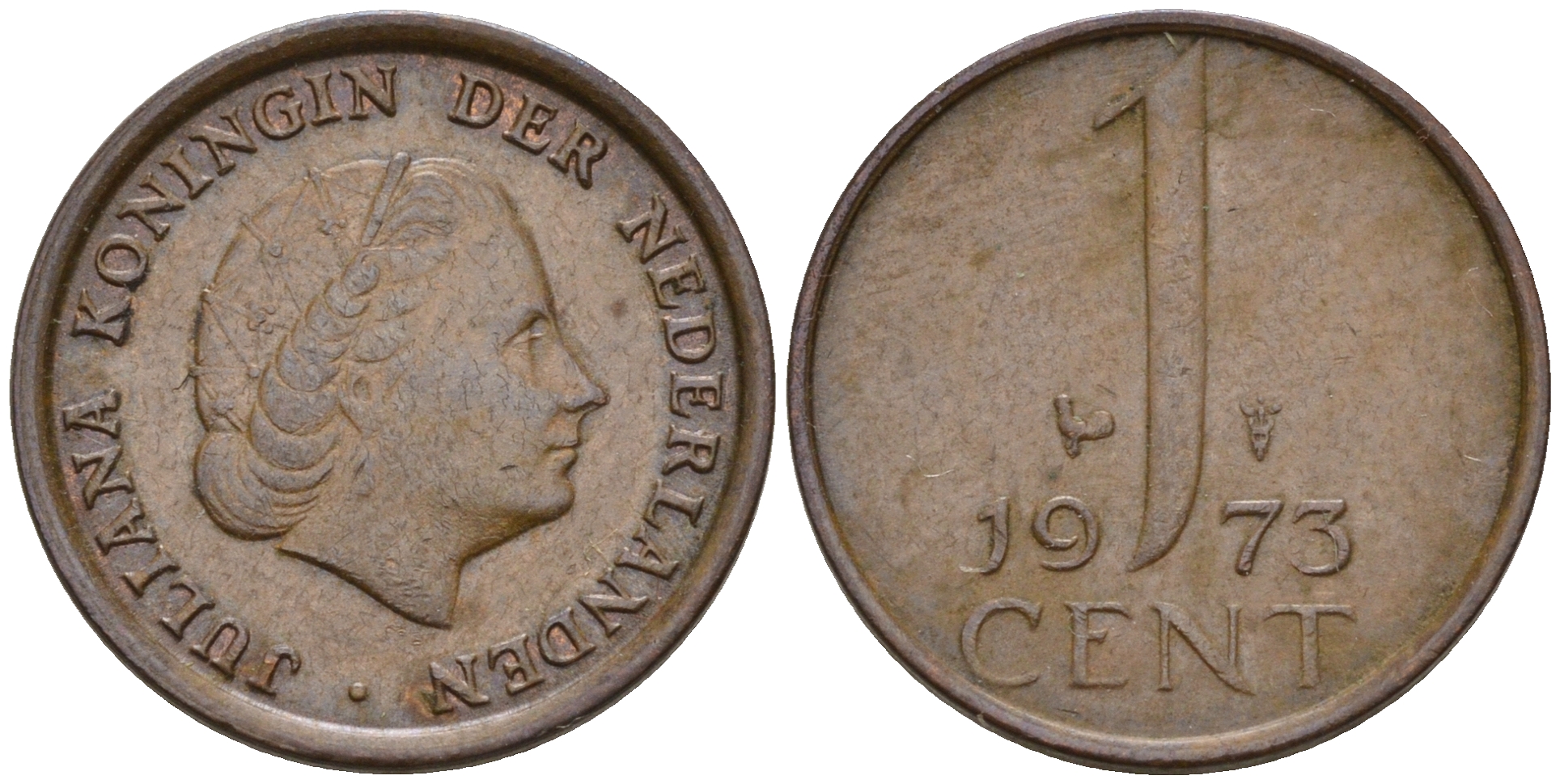 Нидерланды 1 цент 1973 Юлиана (1948-1980) КМ 180 бронза    4602-511