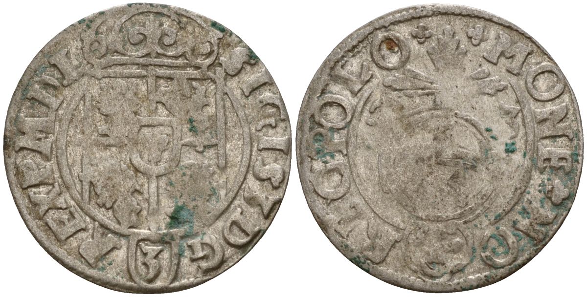 Польша 3 полкера (3 полторака - 1 крейцер) 1623 Сигизмунд III Ваза (1587-1632) Gorecki B.23, KM 41 серебро 4158-931