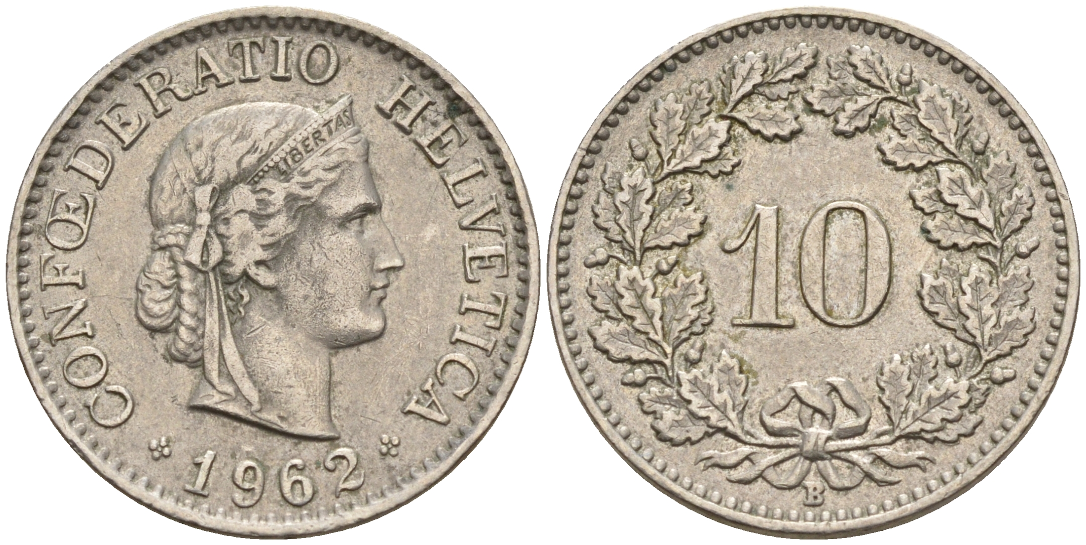 Швейцария 10 раппенов 1962 В KM 27 медно-никель    4152-1137