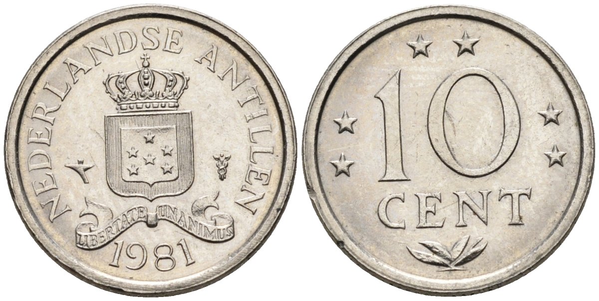 Нидерландские Антилы 10 центов 1981 Беатрикс (1980-2013) KM 10 никель 4585-959