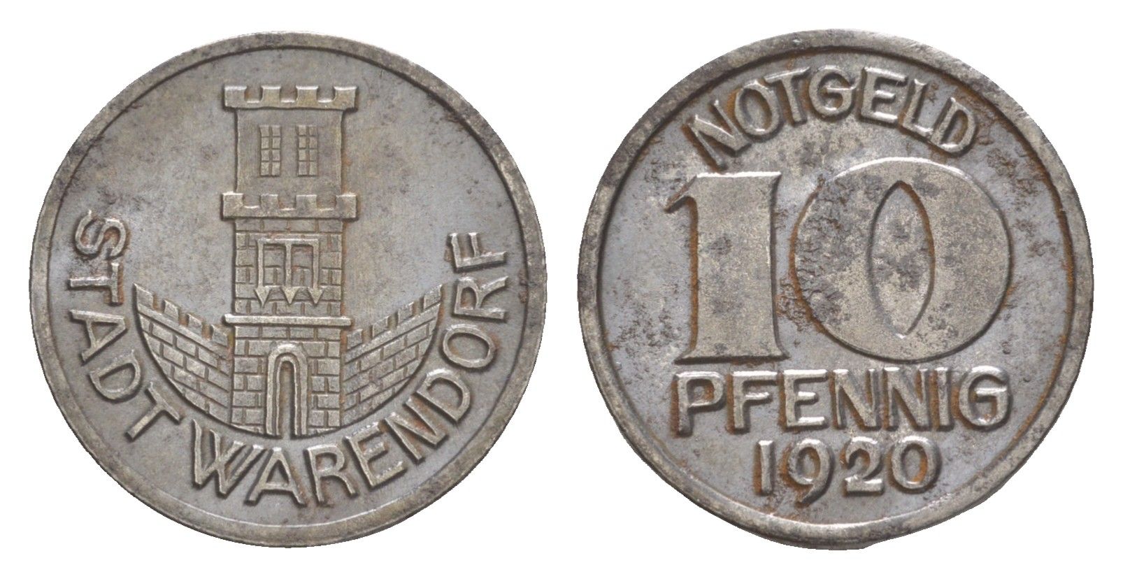 Варендорф 10 пфеннигов 1920 Funck 575.4, Men18 32804.4 железо 4511-1125