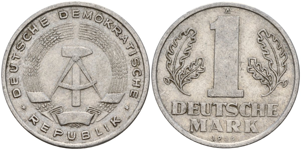 ГДР 1 марка 1956 A KM 13 алюминий 119-942