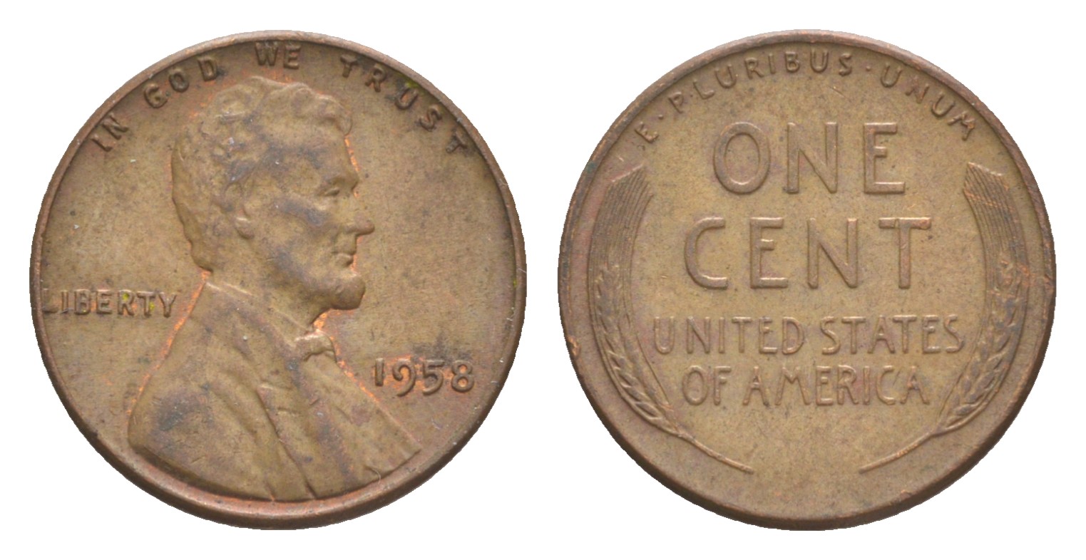 США 1 цент 1958 Авраам Линкольн KM 132 бронза    4640-364
