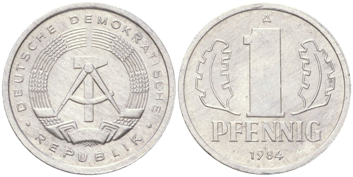 ГДР 1 пфенниг 1984 A KM 8.2 алюминий 4613-936
