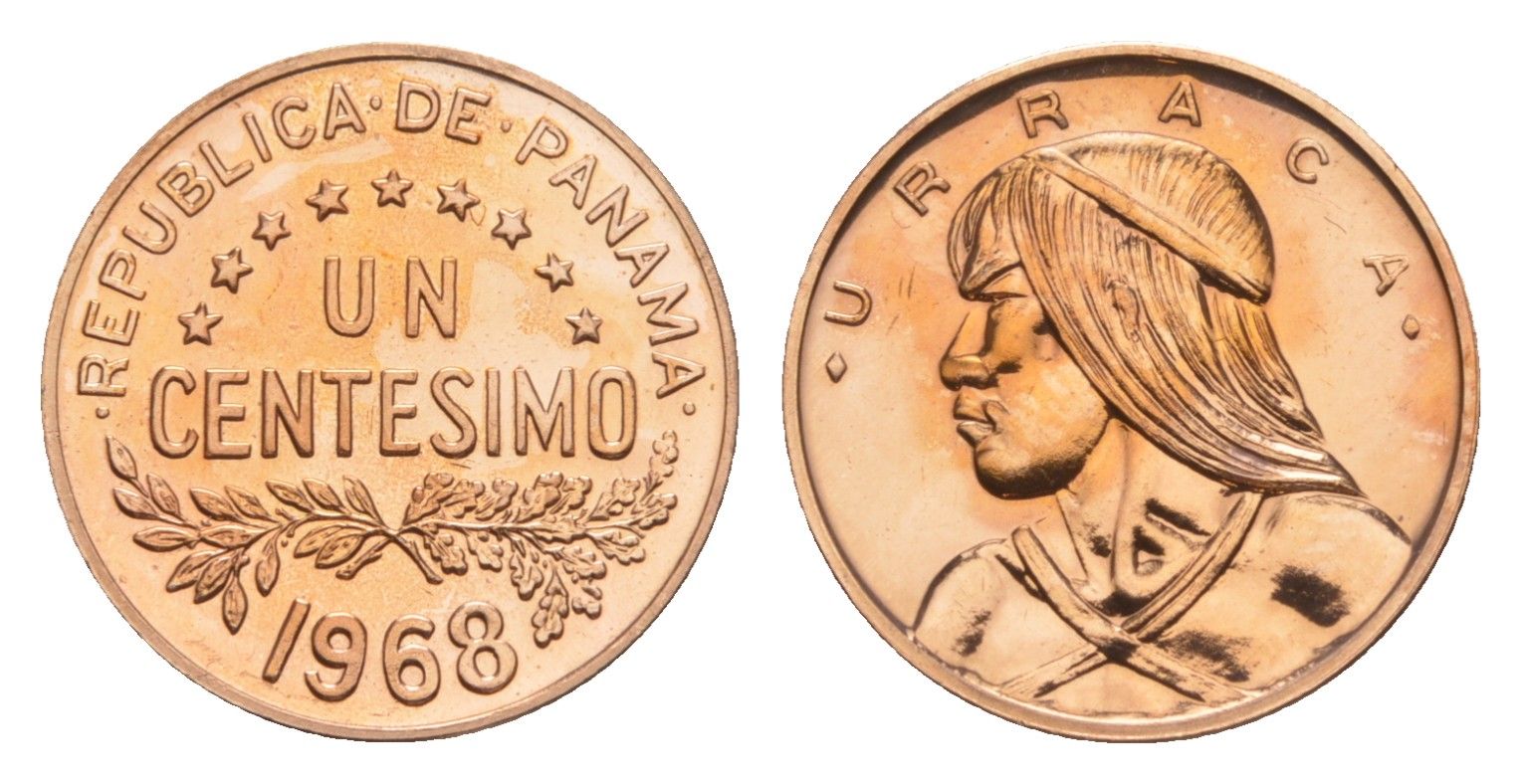 Панама 1 сентесимо 1968 Уррака, тираж 23.000 экземпляров KM 22 бронза PROOF 1526-1245