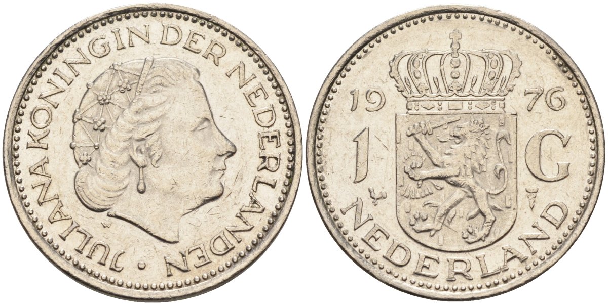 Нидерланды 1 гульден 1976 Юлиана (1948-1980) KM 184а никель 4171-124