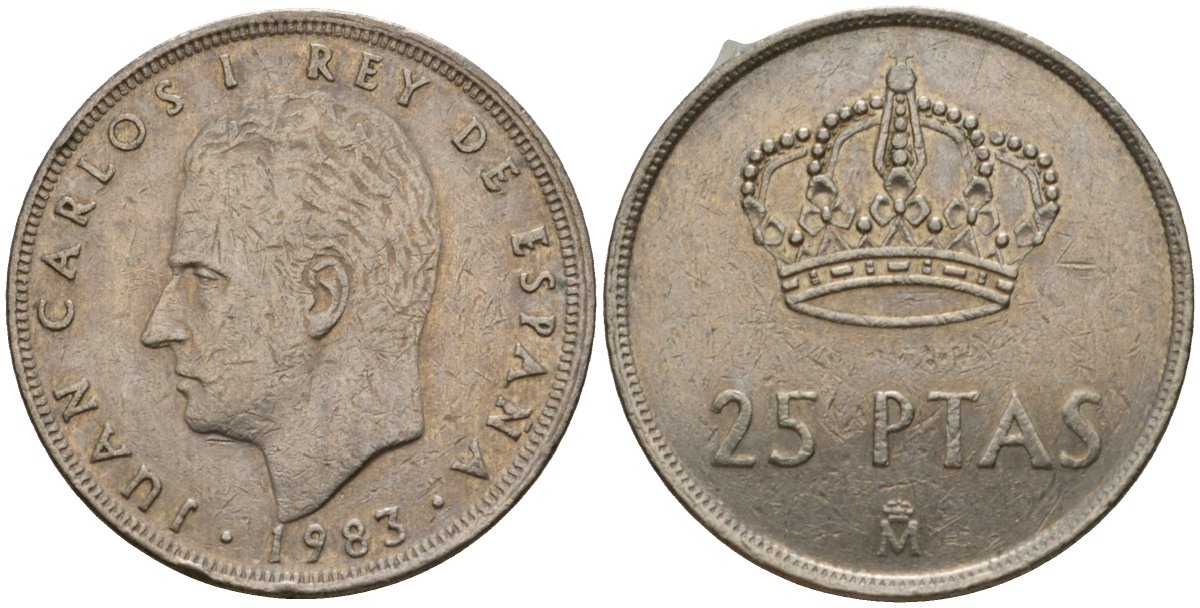 Испания 25 песет 1983 Хуан Карлос I (1975-2014) KM 824 медно-никель 183-117