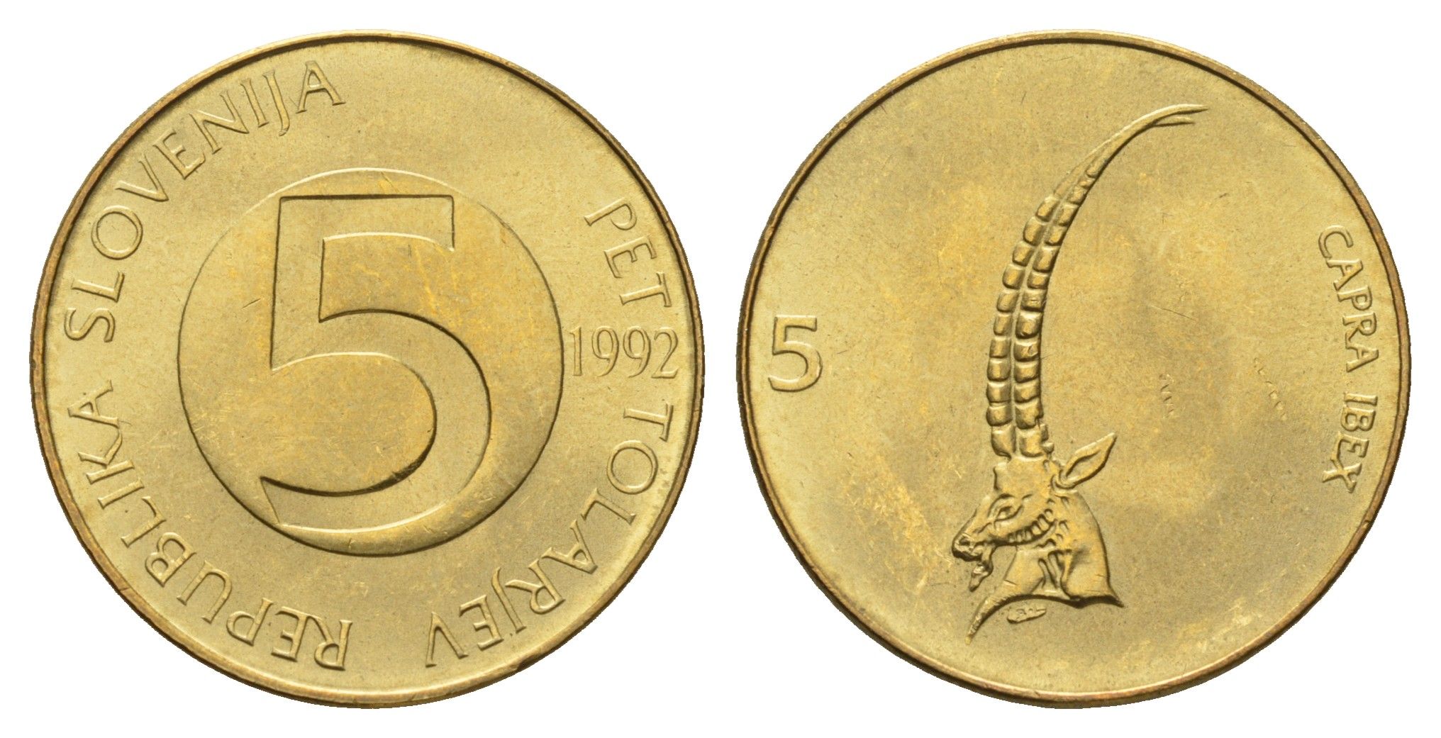 Словения 5 толаров 1992 KM 6 латунь UNC 4678-943