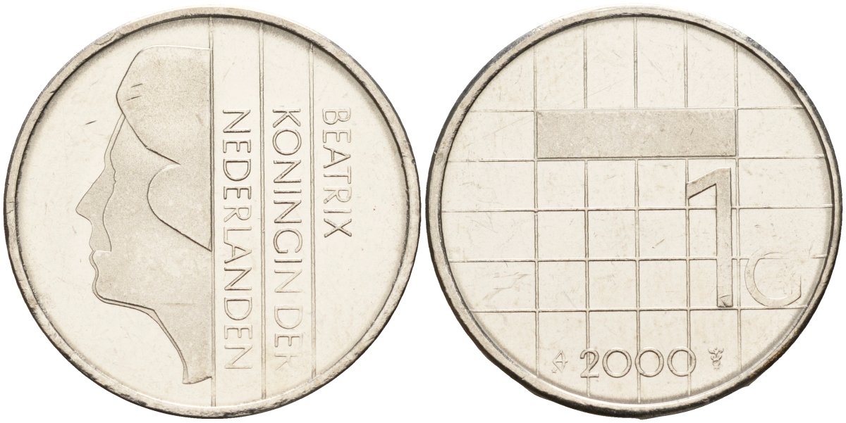 Нидерланды 1 гульден 2000 Беатрикс (1980-2013) KM 205 никель 4143-1217