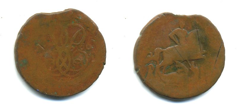 РОССИЯ 1 КОПЕЙКА 1760 медь 61-711