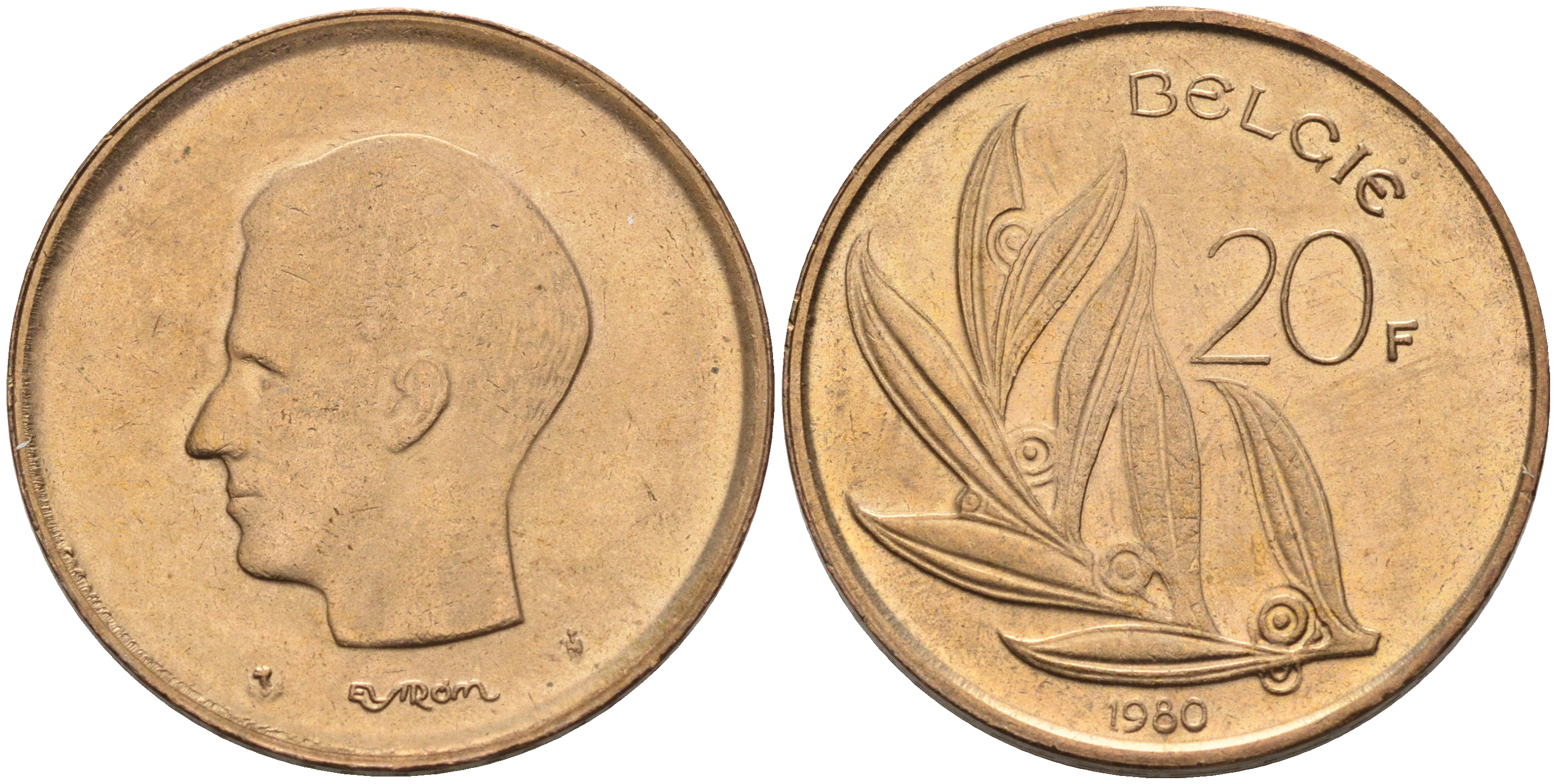 Бельгия 20 франков 1980 Belgie, Бодуэн I (1951-1993) KM 160 никель бронза    4595-617