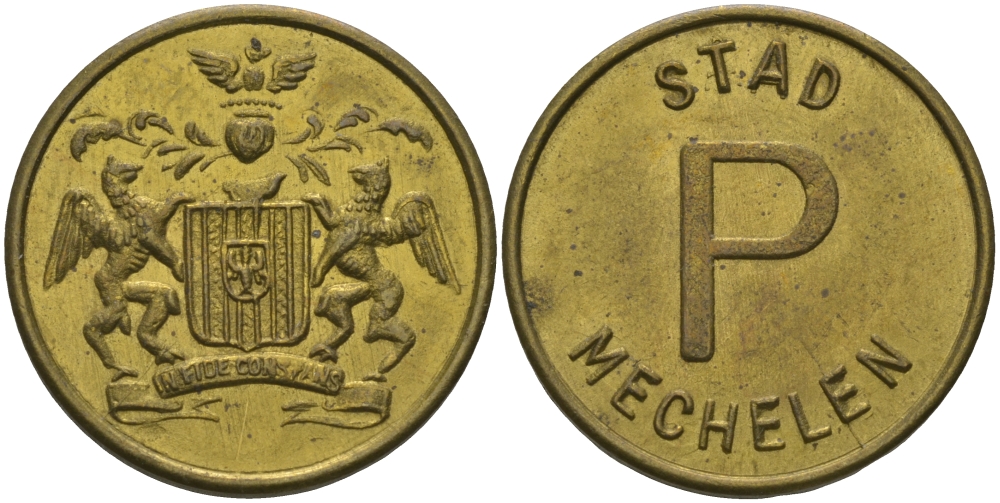 БЕЛЬГИЯ ЖЕТОН ПАРКОВОЧНЫЙ ND STAD MECHELEN, P желтый металл 98-853