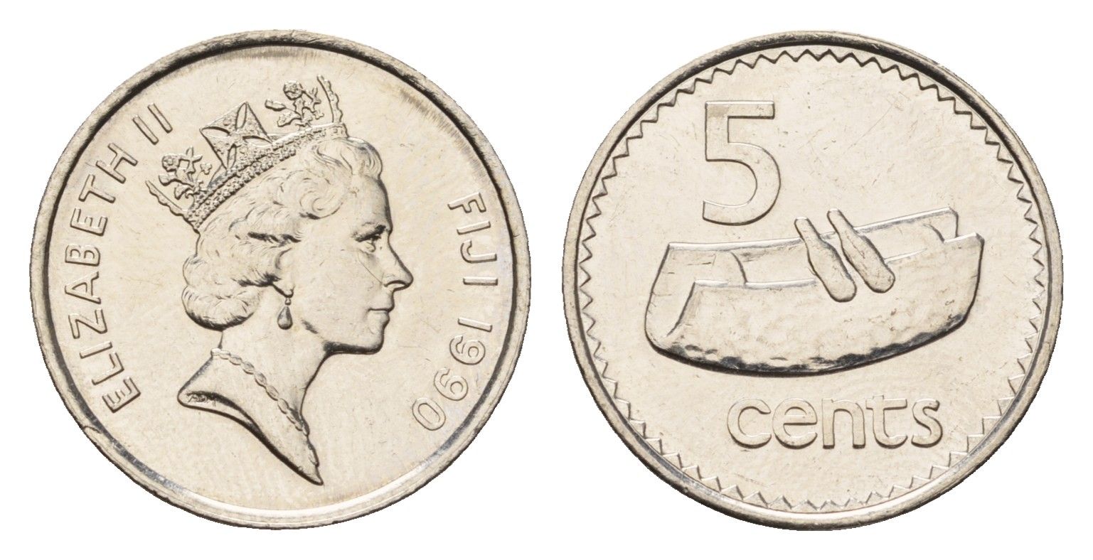 Фиджи 5 центов 1990 KM 51a цинк плакированная никелем UNC 4649-918