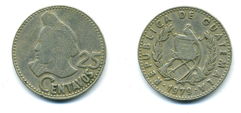 Гватемала 25 сентаво 1979 Республика Гватемала KM 278.1 медно-никель 25-127