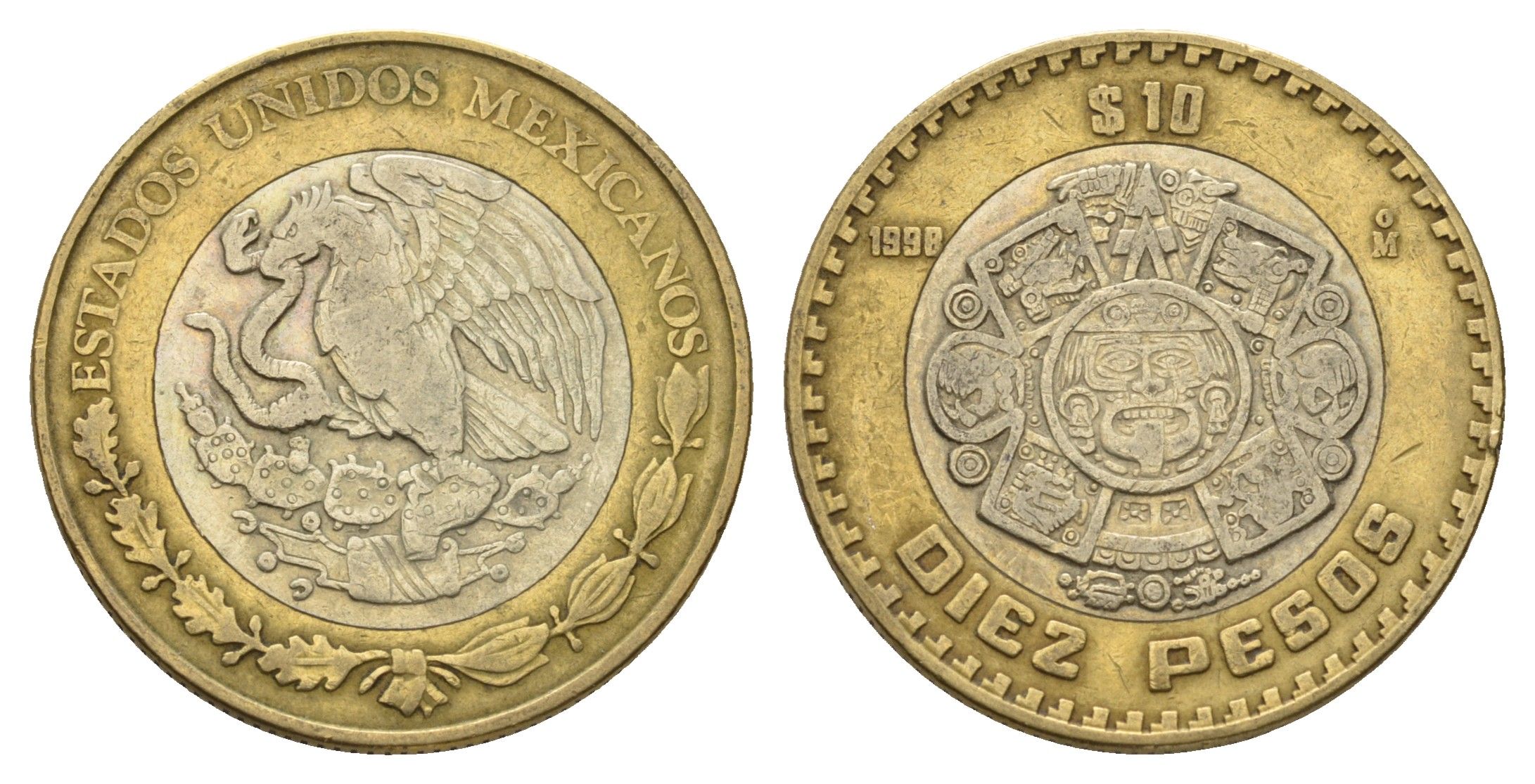 Мексика 10 песо 1998 KM 616 биметалл 4675-316