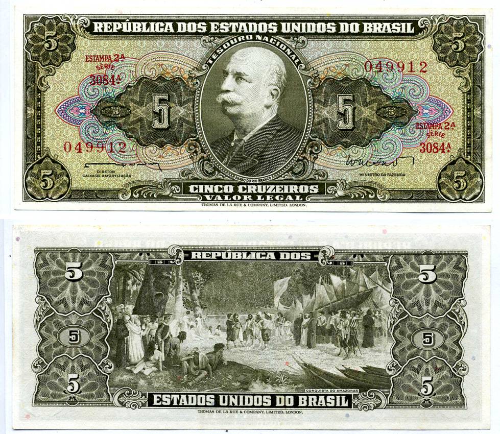 БРАЗИЛИЯ 5 КРУЗЕЙРО 1962 ПОДПИСЬ 11, СЕРИЯ 3084 Pick 176а бумага UNC (ПРЕСС) 6318-8-2-1