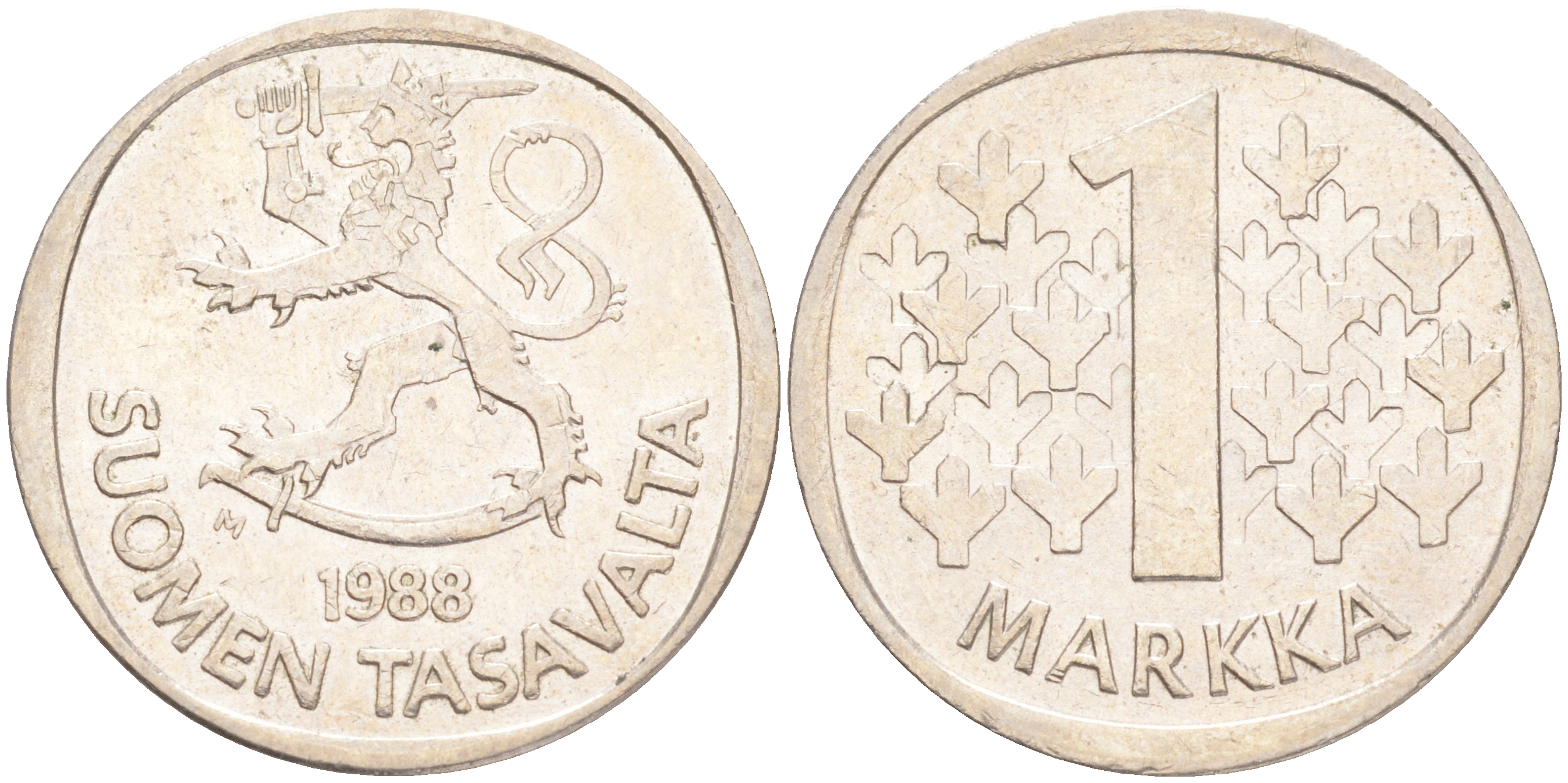 ФИНЛЯНДИЯ 1 МАРКА 1988 M KM 49а медно-никель 4556-746