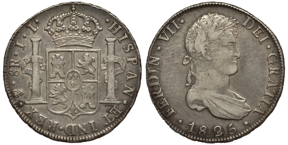 Боливия 8 реалов 1825 JL, Фердинанд VII KM серебро 00-000-00