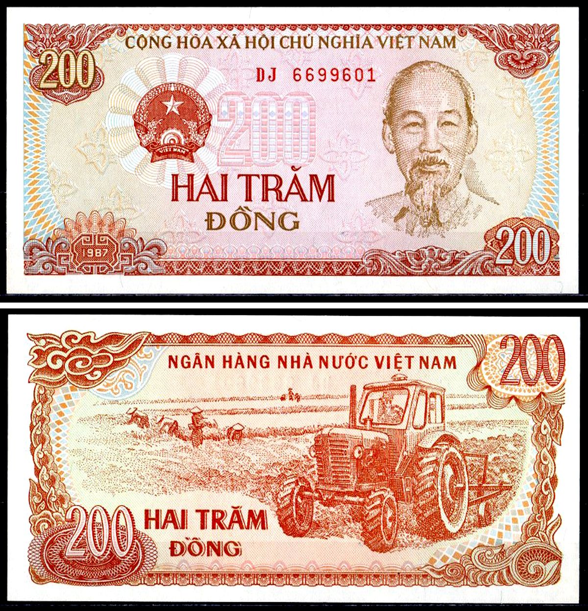 Вьетнам 200 донг 1987 Pick 100 бумага UNC (пресс) 6317-38-4-2