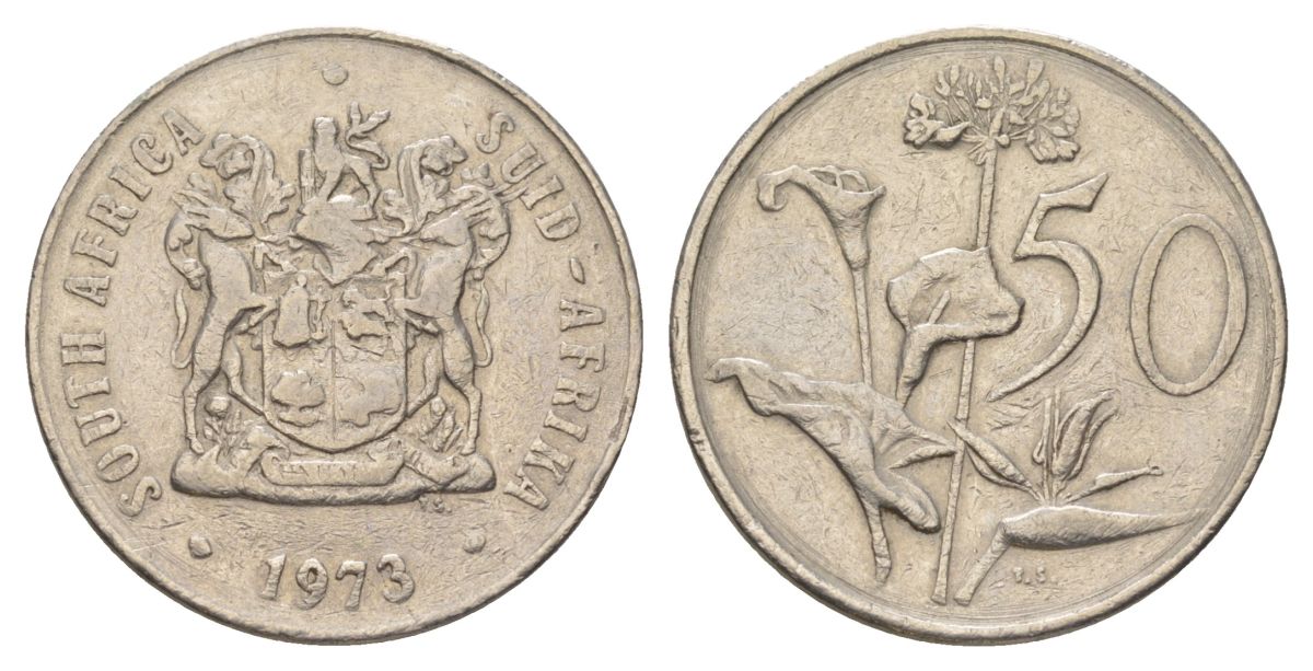 ЮАР 50 центов 1973 Зантедеския Эллиота (калла), герб KM 87 никель 4626-817