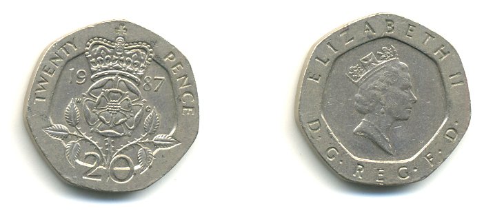 Великобритания 20 пенсов 1987 Елизавета II (1952-2022) KM 939, Spink 4361 (G2) медно-никель 59-426