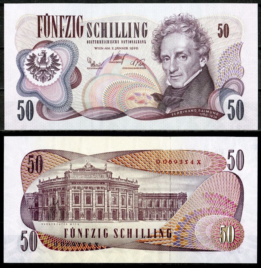 Австрия 50 шиллингов 1970 Pick 143 a бумага 7457-22-2-1