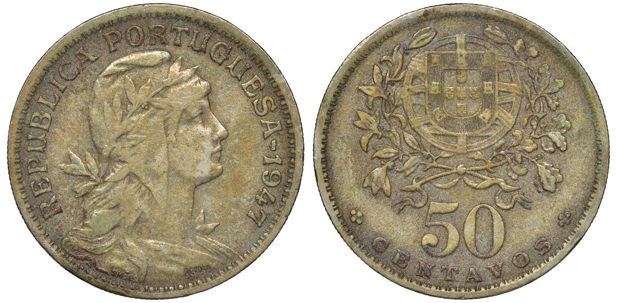 Португалия 50 сентаво 1947 KM 577 медно-никель 51-3341