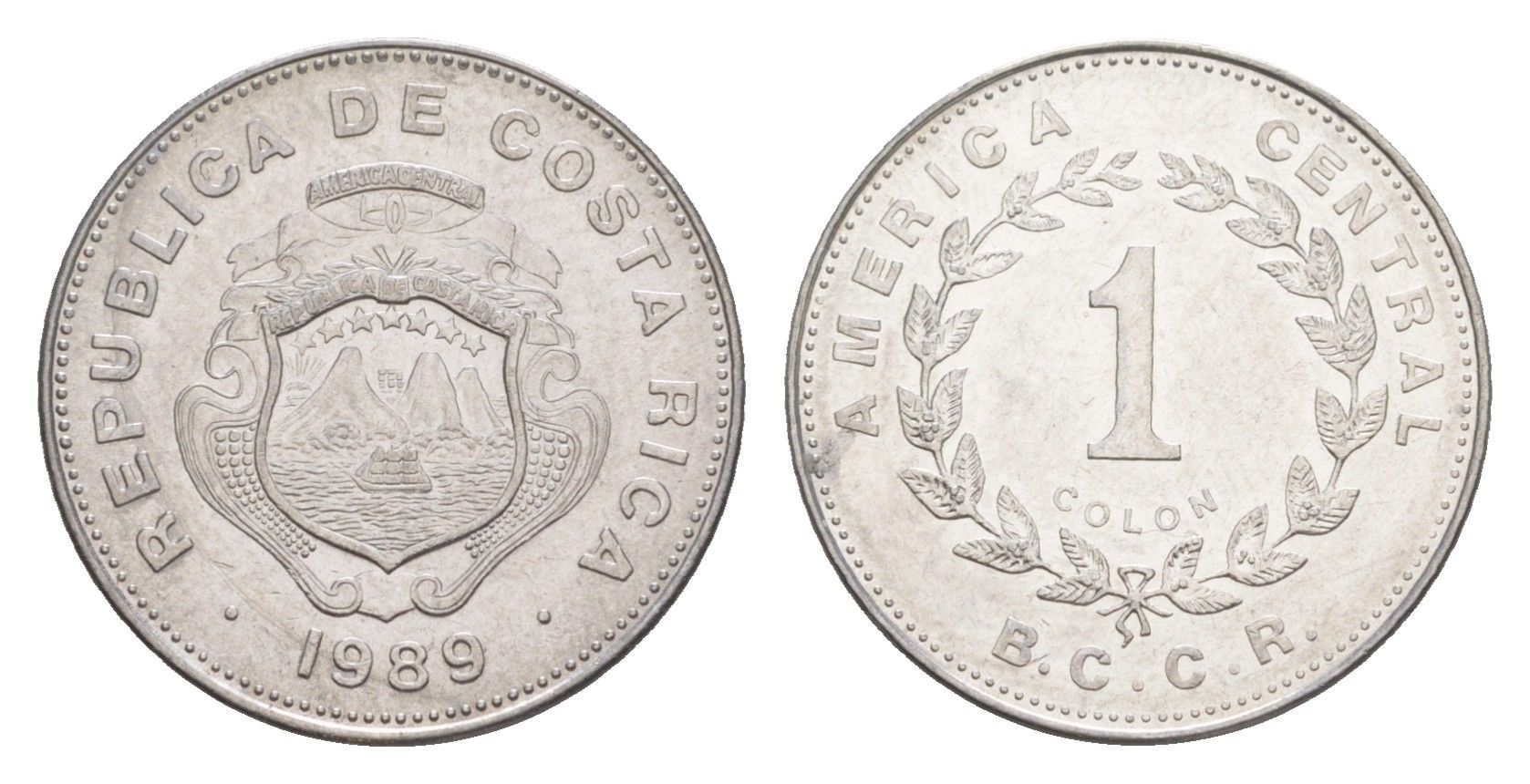 Коста-Рика 1 колон 1989 KM 210 нержавеющая сталь UNC 4644-354